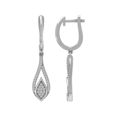 10k White Gold Round Lab Grown Diamond Drop Dangle Earrings Gift For Women