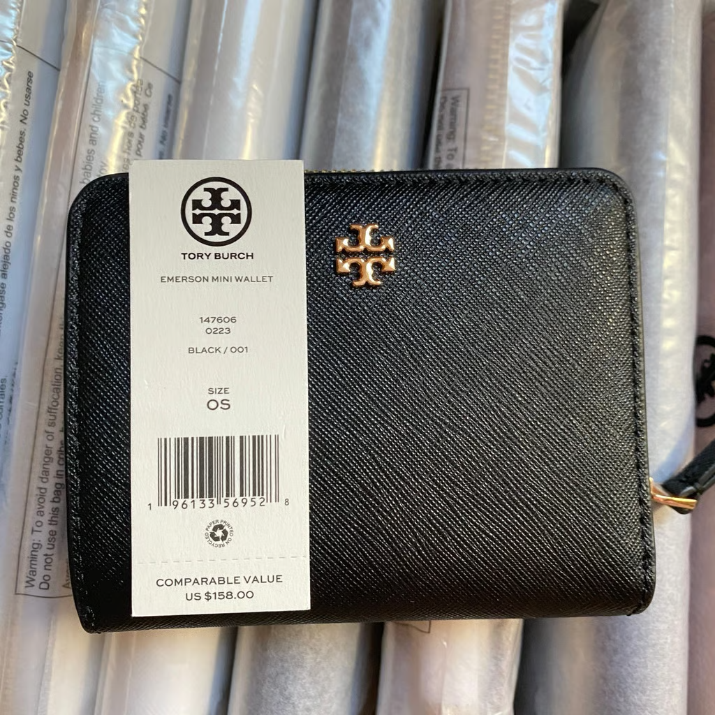 Tory Burch Emerson Mini Saffiano Leather Wallet Black 147606
