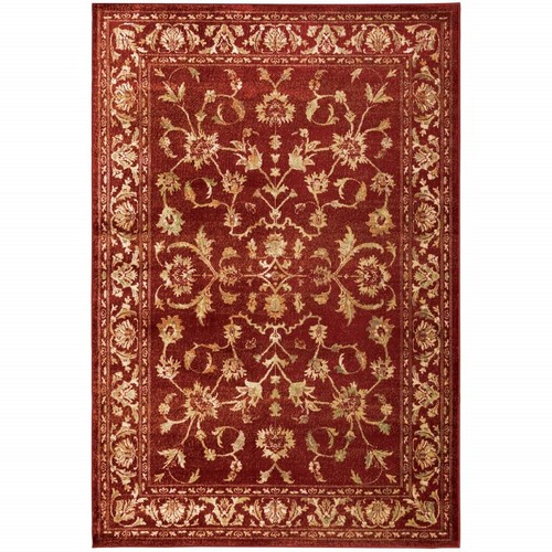 Устойчивый к пятнам коврик Oriental Power Loom размером 6 X 9 Красных и Золотых полос