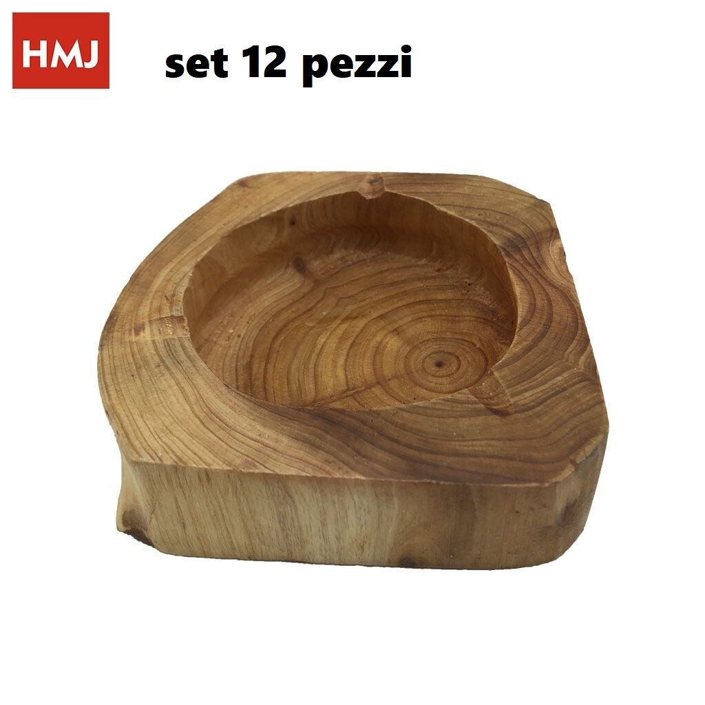 12 Pezzi Posacenere in Legno Naturale Porta Cenere Sigaretta Con Venature hmj