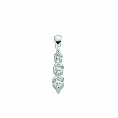 MARKENLOS 9CT WEISS GOLD 0.31CT DIAMANT TRILOGIE ANHÄNGER 28MM