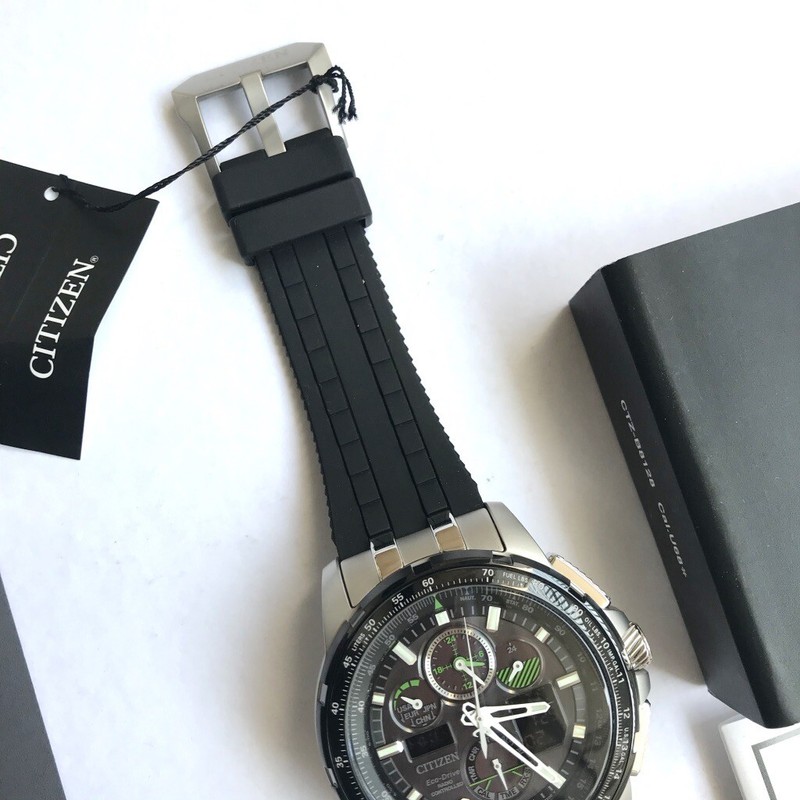 Pre-owned Citizen Brand  Promaster Skyhawk A-t Watch Eco-drive Jy8051-08e Black Rubber