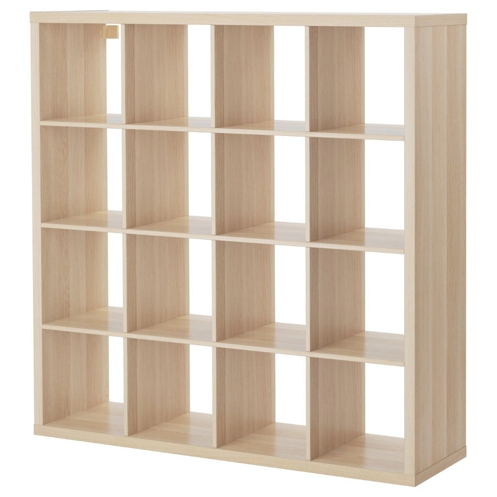 IKEA KALLAX Shelving unit, white stained oak effect, 147x147 cm in
