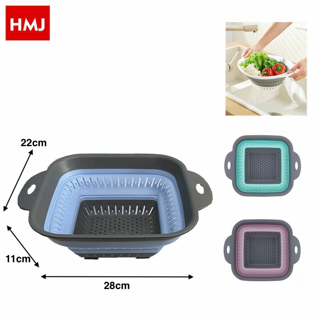 Cestello Scolapasta Cestino Colino Pieghevole Quadrato Lavare Frutta Verdura hmj