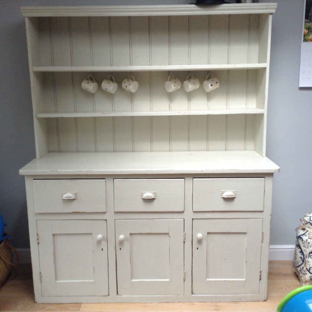 Kitchen dresser unit solid wood painted in Farrow and Ball Shaded White