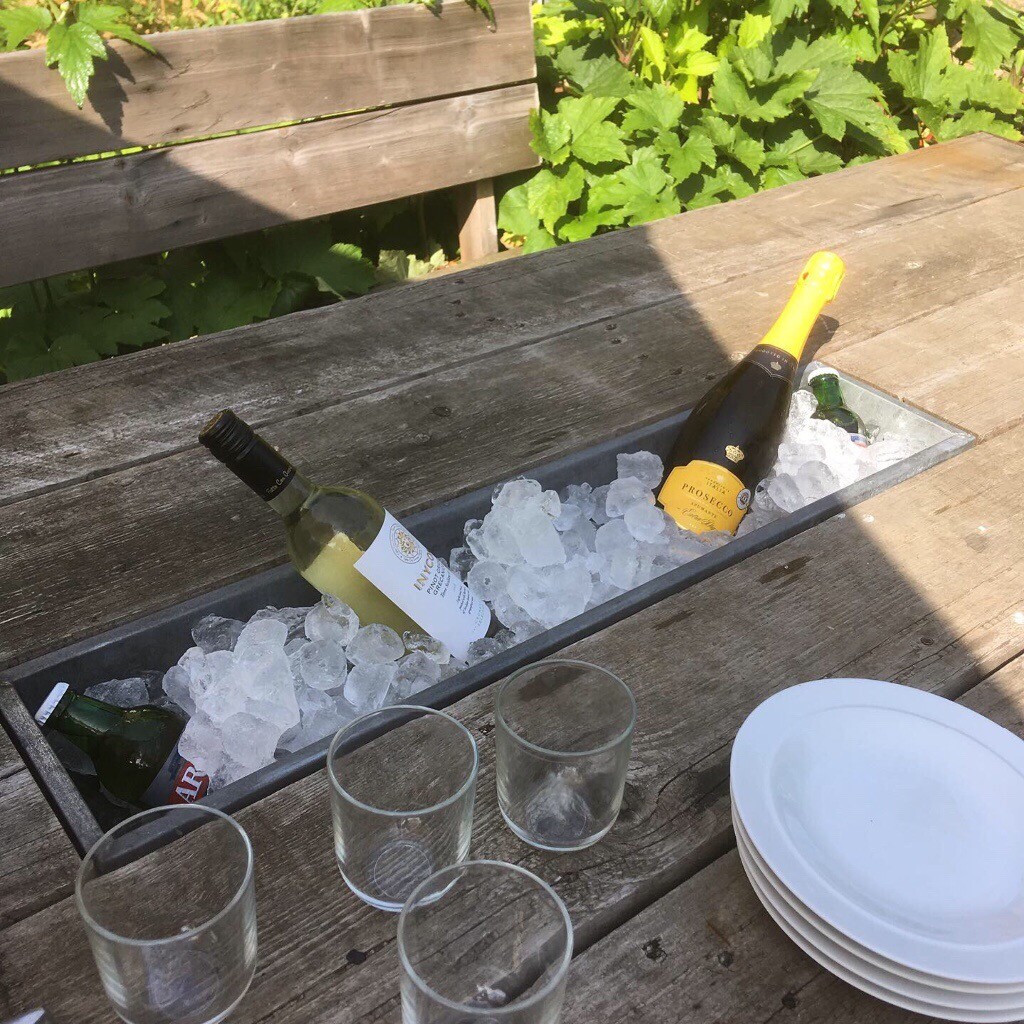 Reclaimed Wood Garden Table with sunken Ice Bucket in Chipping Norton