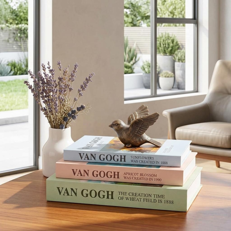 Aesthetic Decorative Books, Set of 3 Linen Faux Books for Decoration