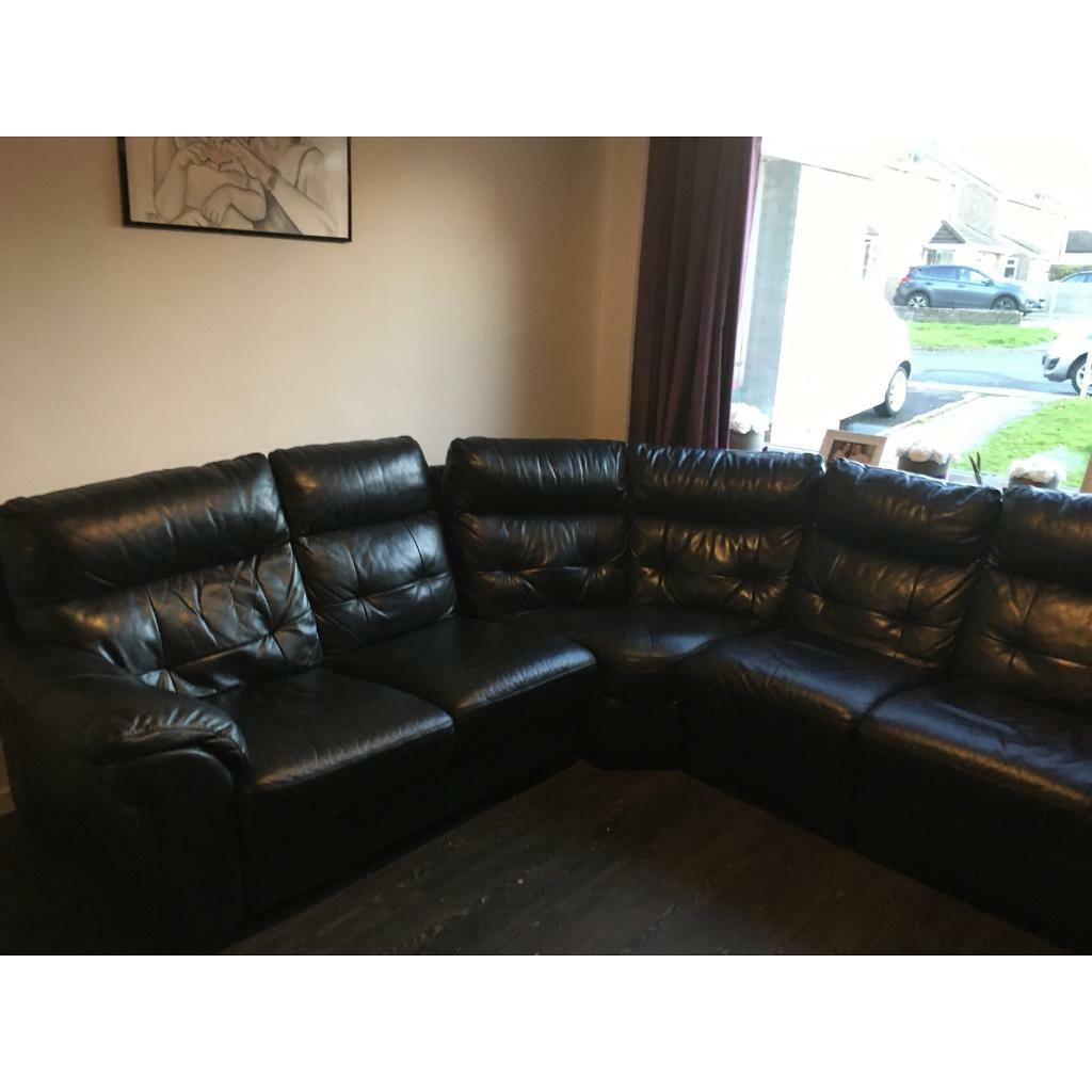 Dfs corner black leather sofa in Crawley, West Sussex Gumtree