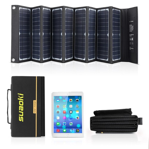 Suaoki 60W Portable Solar Panel Charger for Camp/RV/Off Grid/Phone/Tablet DC USB
