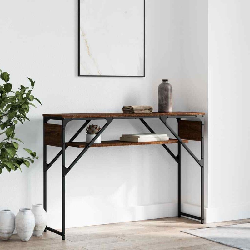 Table Console Avec Ã©TagÃ¨Re ChÃªNe Marron 105x30x75 Cm