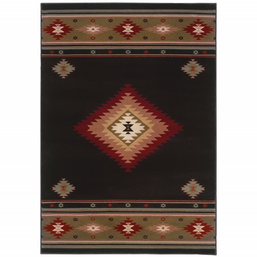 10 X 13 Черно-Зеленых ковриков Southwestern Power Loom, устойчивых к пятнам.