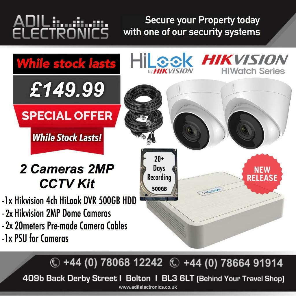 Hikvision 2 Cameras 2MP TurboHD Full CCTV Kit in Bolton, Manchester