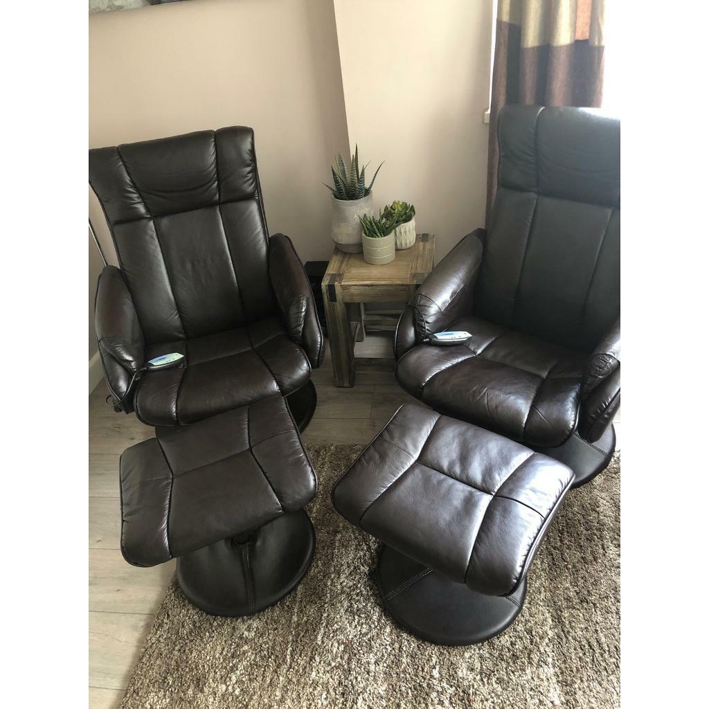 Brown leather look recliner chairs in Leeds, West Yorkshire Gumtree