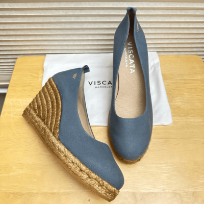 Viscata Barcelona Marquesa Denim Canvas Espadrille Wedge Pumps 42 US 11 NEW