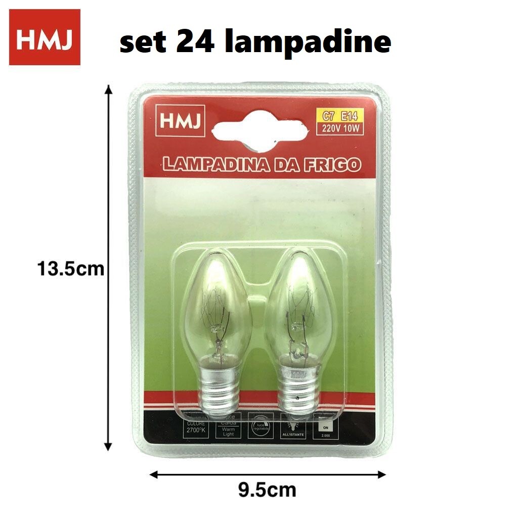 Set 24 pz Lampadine Lampade Per Frigo Frigorifero Cucina C7 10W E14 hmj