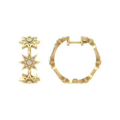 10k Yellow Gold Round Lab Grown Diamond Hoop Earrings Gift for Valentine's Day