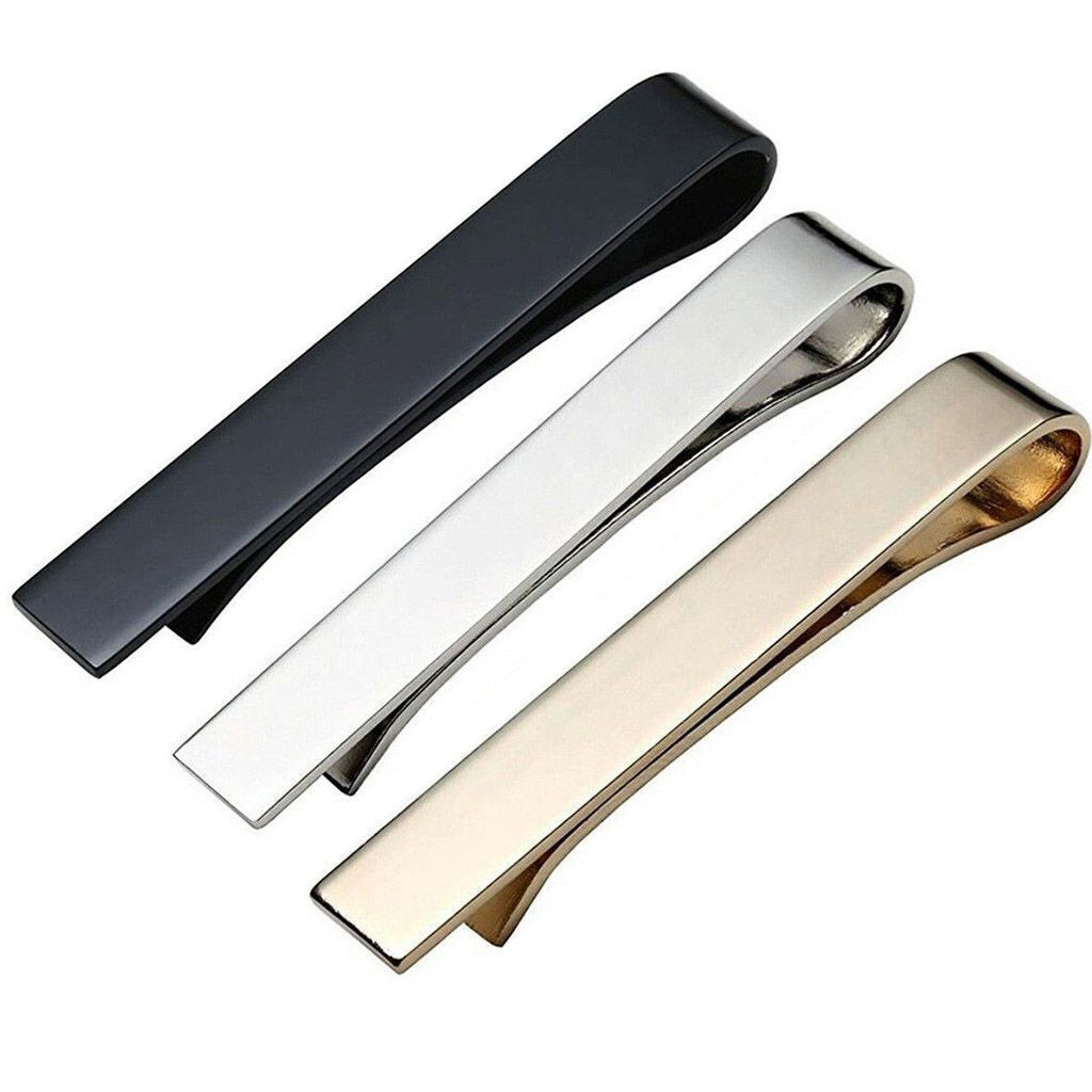 1/3X Mens Steel Solid Skinny Black Gold Ties Necktie Clasp Pin Tie Clip Bar Gift