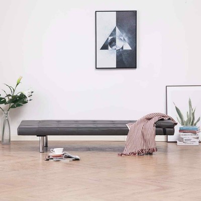 vidaXL Schlafsofa Kissen Grau Kunstleder Couch Schlafcouch Gästebett Bettsofa