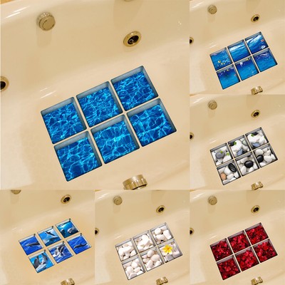 6 Stück selbstklebende Badewannenaufkleber, 3d Badewannenapplikationen