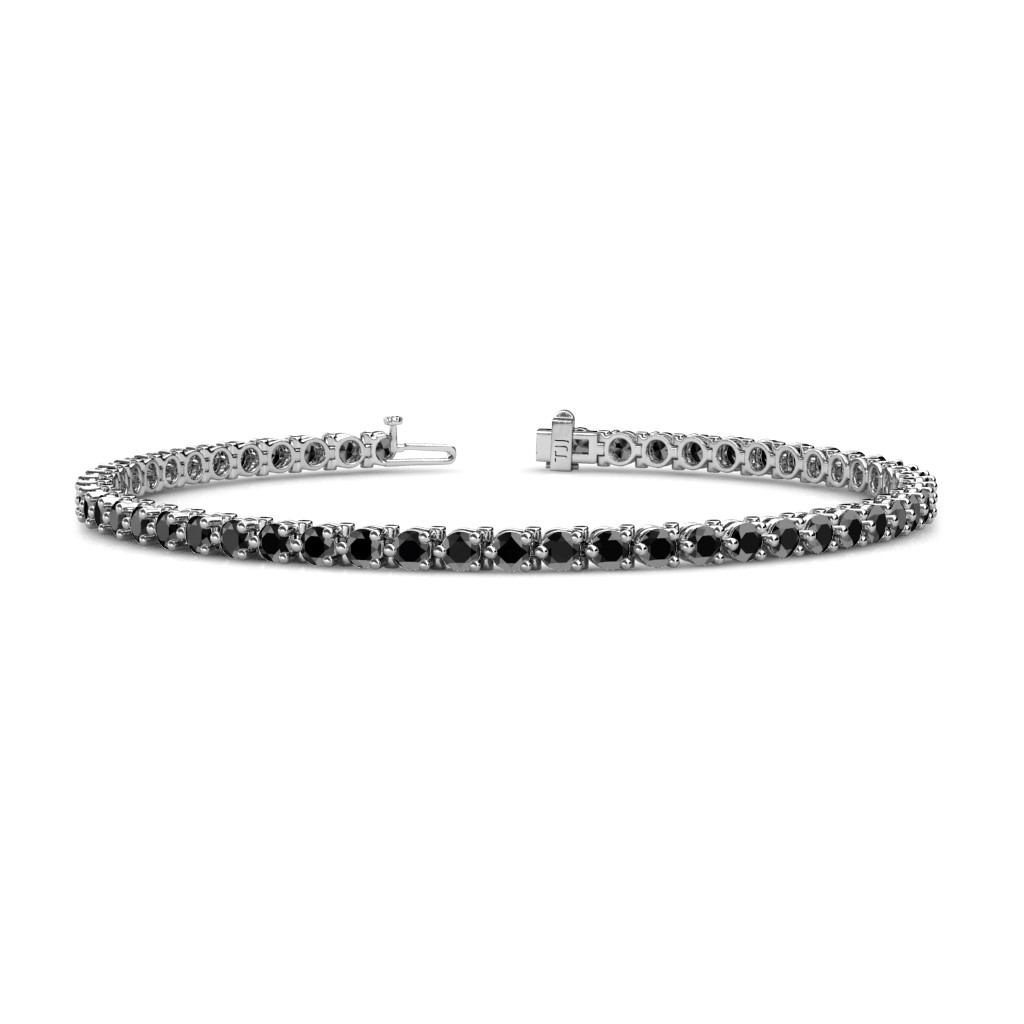 Pre-owned Trijewels Black Diamond Womens Eternity Tennis Bracelet 3.60 Ctw 14k Gold Jp:124139