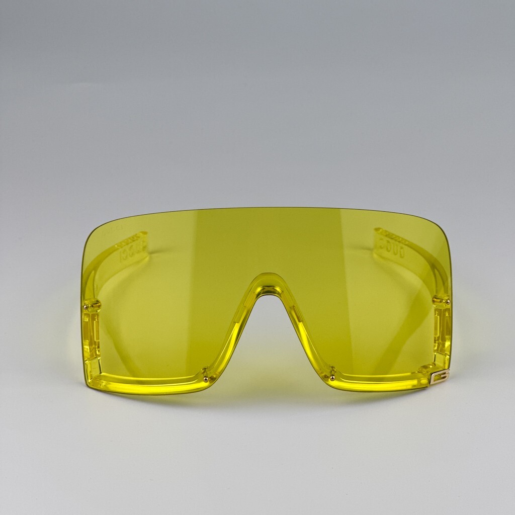 Pre-owned Gucci Gg1631s 009 Yellow Bright Yellow Shield Unisex Sunglasses