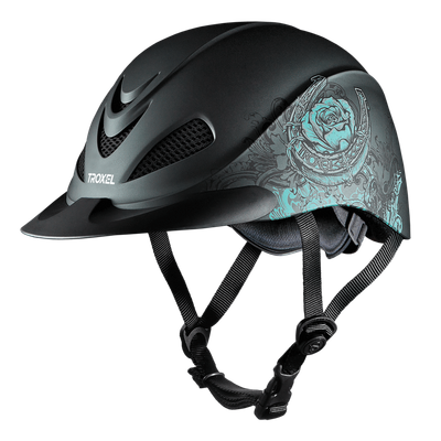 Troxel Riding Helmet Rebel Turquoise Rose Horse Safety Riding Low Profile XL