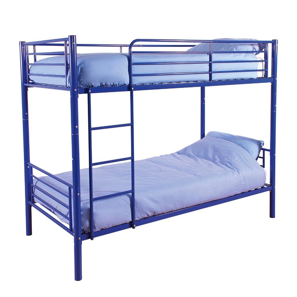 Blue metal frame bunk beds with mattresses in Clapham Junction, London Gumtree