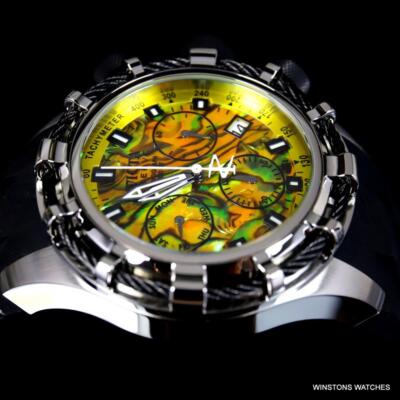 Pre-owned Invicta Reserve Bolt Sport Yellow Abalone Rose Gold Cable 50mm Watch Rubber