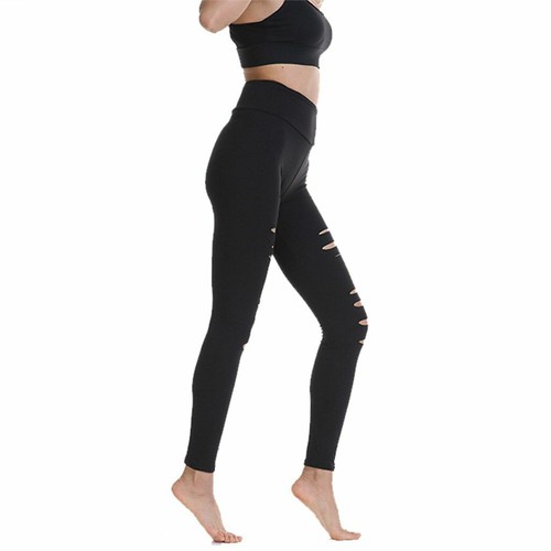 USA Elastic Women High Waist Ripped Slit Split Leggings Gothic Pants Yoga Skinny