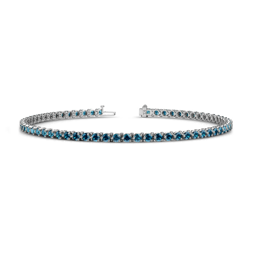 Pre-owned Trijewels Blue Diamond 3-prong Womens Eternity Tennis Bracelet 2.65 Ctw 14k Gold Jp:124028