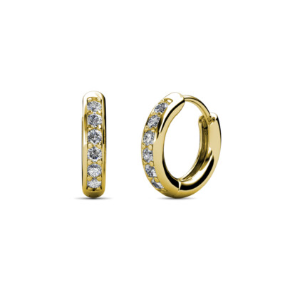 Pre-owned Trijewels Petite Diamond Huggies Womens Hoop Earrings 0.24 Ctw 14k Yellow Gold Jp:9884 In G-h