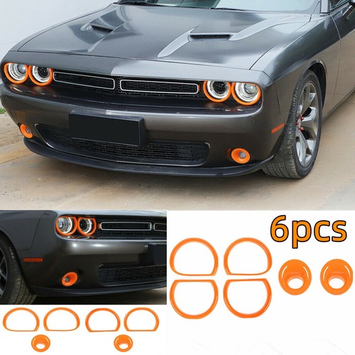 Headlight Cover Trim Ring Front Lamp Decorative For Dodge Challenger 2015+ Pink