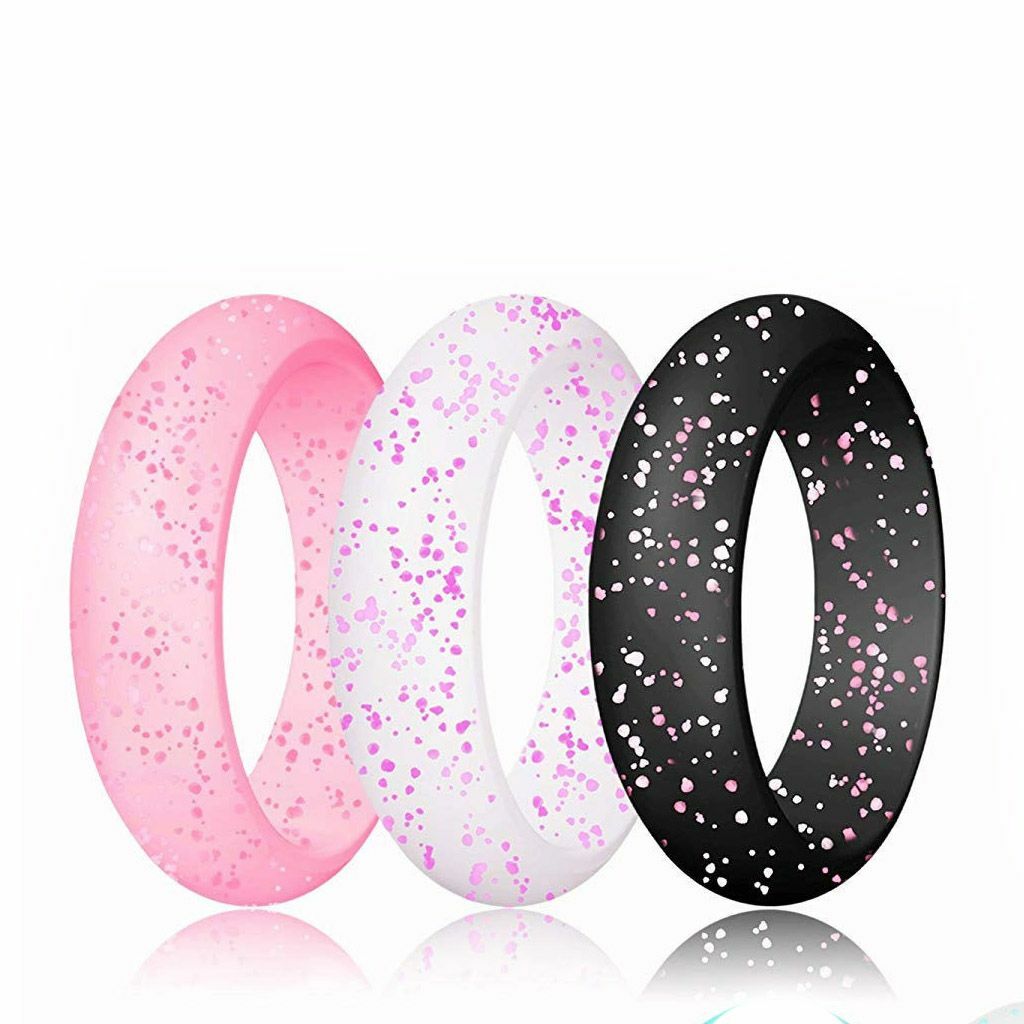 10X Women's Silicone Wedding Ring Thin Durable Stackable Comfortable Rubber Band