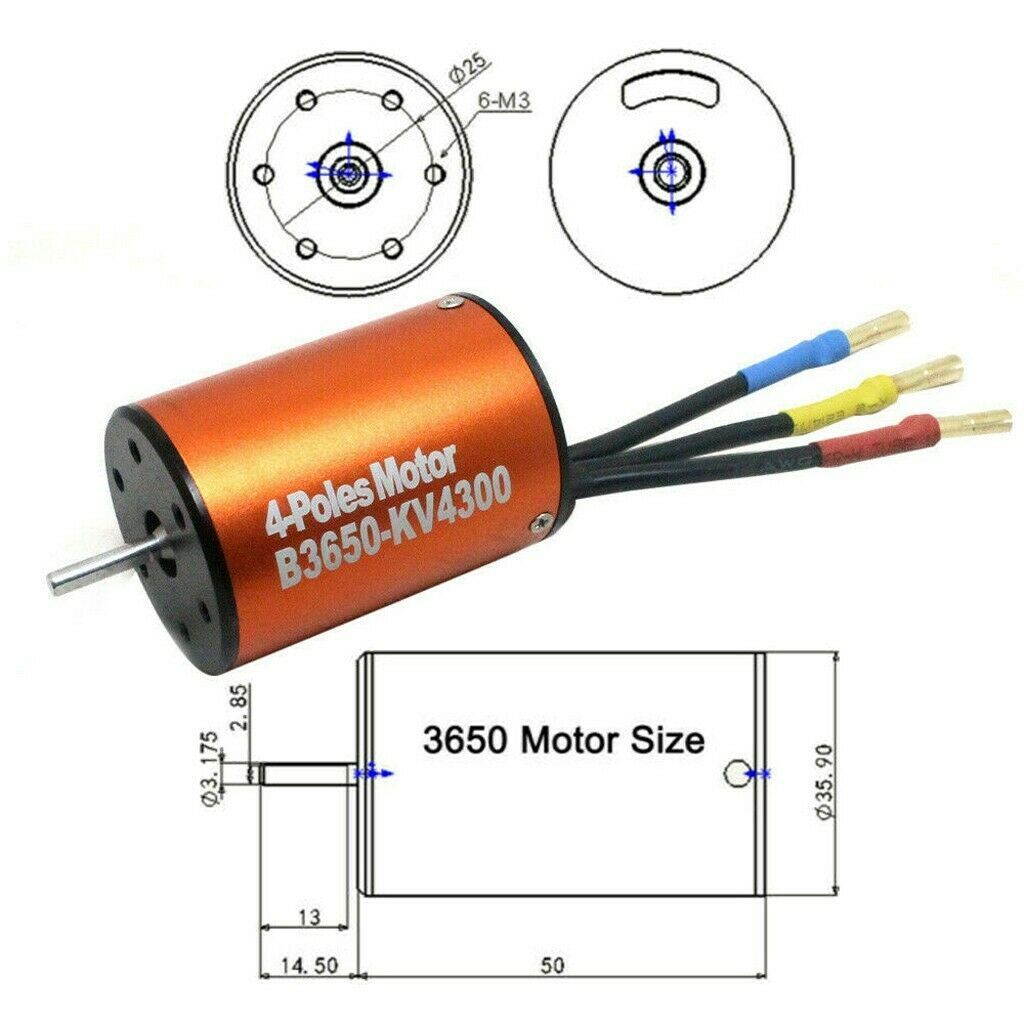 3650 4300KV Brushless Motor with 60A ESC Combo Set for 1/10 RC Car Truck NEW USA