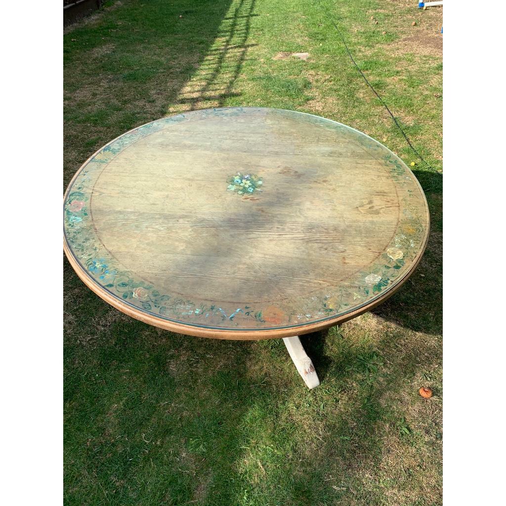 Large Round Dining Table With Glass Top And 6 Matching Chairs In Romford London Gumtree