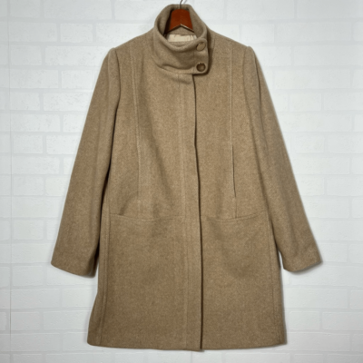 Mango Wool Blend Coat Womens size Small Zip Up Funnel Neck