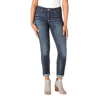 Levi's Denizen Women's Distressed Dark Wash Cotton/Poly/Spandex Modern Slim Jean