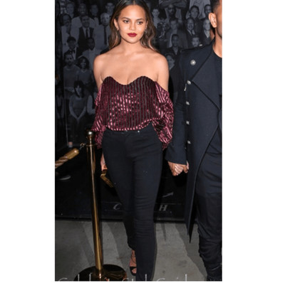 NWT Caroline Constas Gabrielle Velvet Corset Top Burgundy Navy Blue Size XS