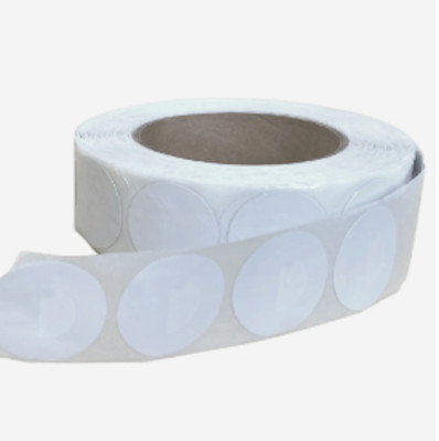 20,000 RF 8.2MHz Label Round Checkpoint  Compatible 33mm Plain White