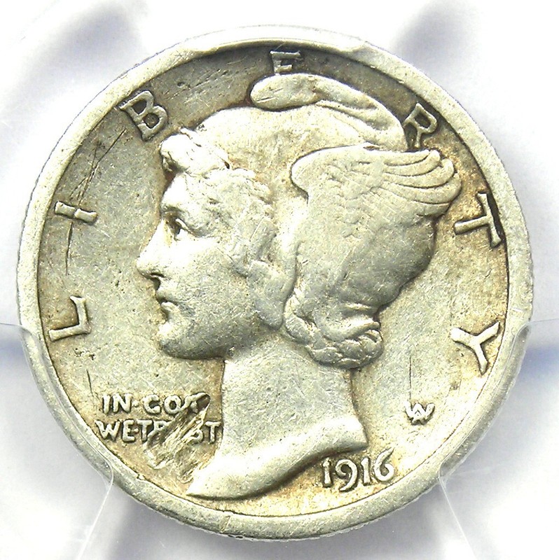 1916-D Mercury Dime 10C Coin - Certified PCGS VF Details