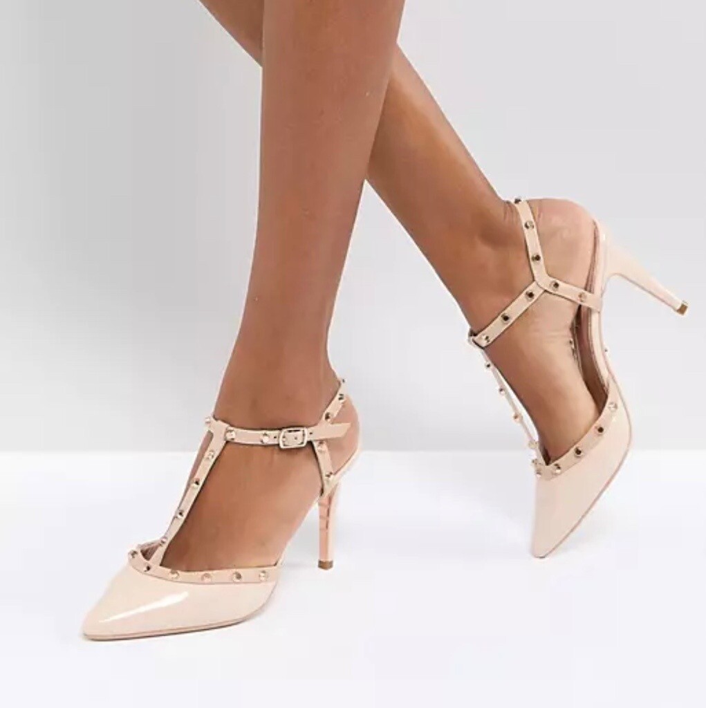 Dune London leather studded heeled 