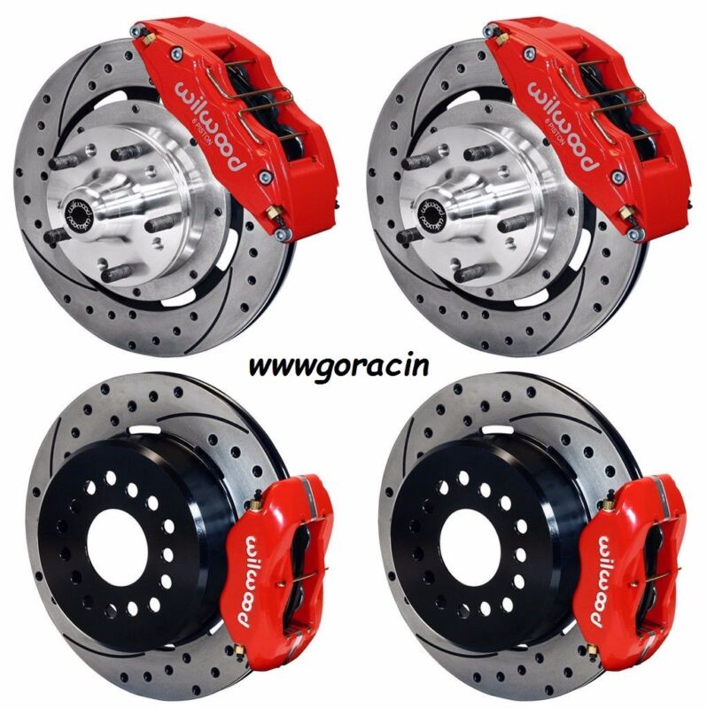 Wilwood Disc Brake Kit,65-72 Cdp C-body,12" Drilled Rotors,6 Piston Red Calipers