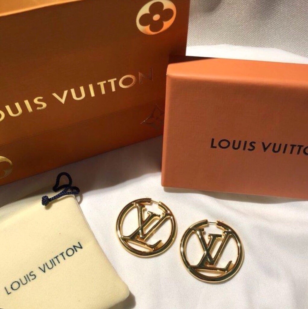 LOUIS VUITTON Louise Hoop Earrings Gold 489227