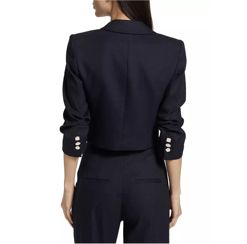 Pre-owned Veronica Beard Delpha Crop Jacket Navy Size 00 4 Xxs S Code 2304ln1410426 In Blue