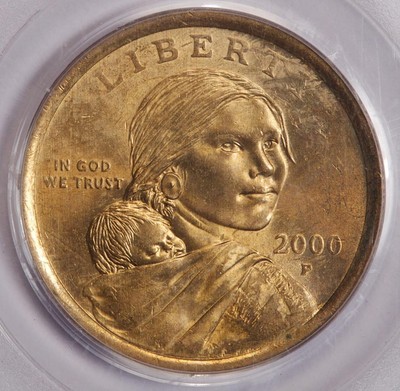 2000 PCGS MS63 Missing Clad Layer Sacagawea Dollar Mint Error Great Eye Appeal