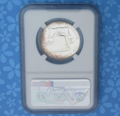 1955 NGC Proof 68 Silver Franklin Half Dollar, Gem PF68, Target Tone & Obv Cameo