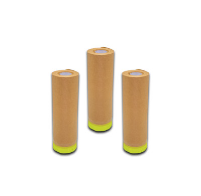 PreTaped Brown Masking Paper 12''x50' for Painting Tape and Drape, 3 PACK