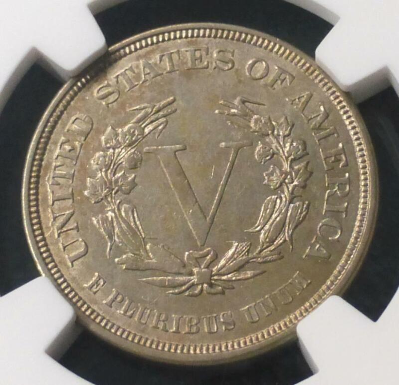 1883 NGC AU 55 Liberty Head Nickel, Liberty Head No Cents Coin, V Nickel