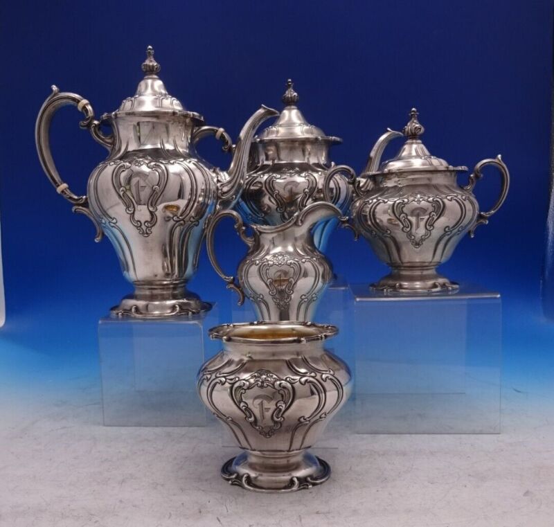 Chantilly By Gorham Duchess Sterling Silver Tea Set 5pc All Hand Chased (#6966)