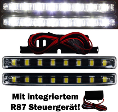 2x LED Tagfahrlicht schwarz 8 SMD BRIGHT SUPERWHITE schwarze klein xenonweiß M7